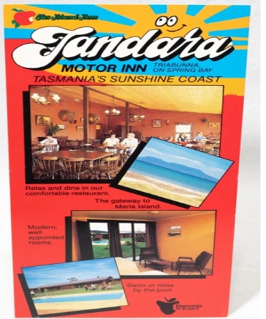 Reklamni prospekt Tandara Motor Inn, Triabunna, Tasmania
